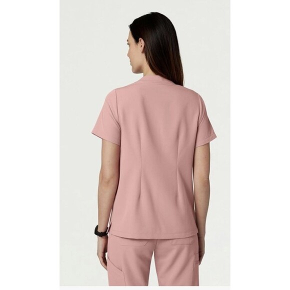 Jaanuu Helia Women's 3-Pocket Classic Notched V-Neck Scrub Top Mauve Med NEW!! - Picture 4 of 11